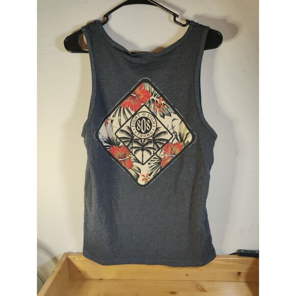 808 Strong Shirt Mens S Gray Hawaii Graphic Tee Tank Fruit of the Loom - Picture 1 of 6